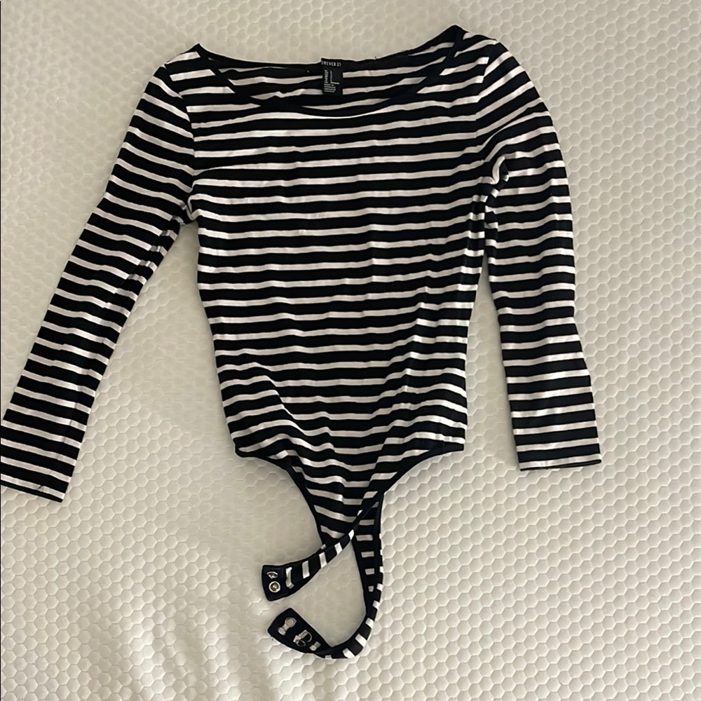 Black and White Striped Bodysuit